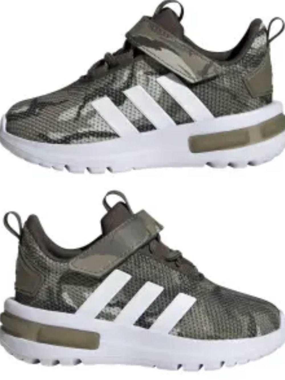 adidas Kids Olive Green Camo Hook-and-Loop Sneakers